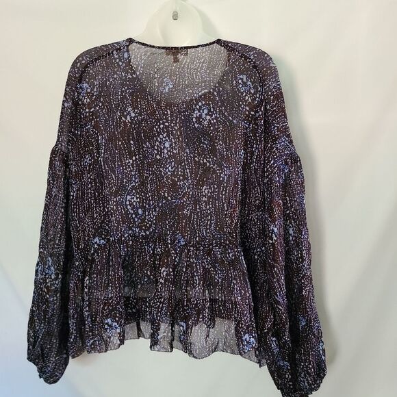 Wilfred Aritzia Blue Spotted Sheer Blouse Size M - Picture 4 of 7
